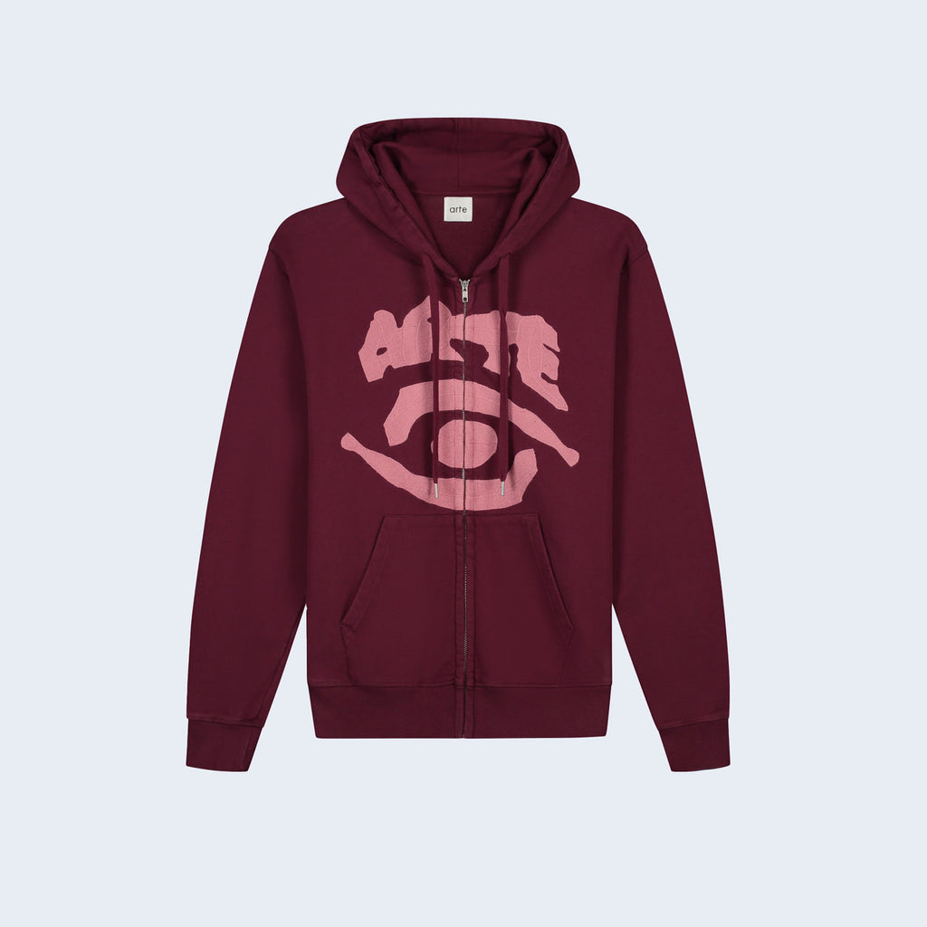 Eye Front Zip Hoodie Bordeaux