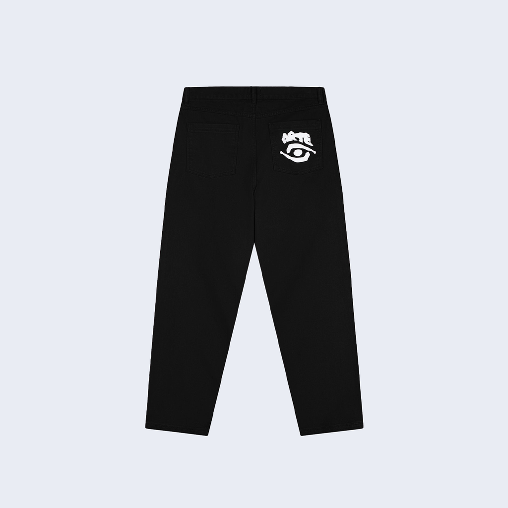 Back Pocket Graphic Pants Black