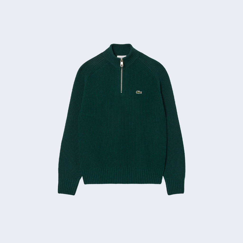 Quarter Zip Wool Sweater Dark Green