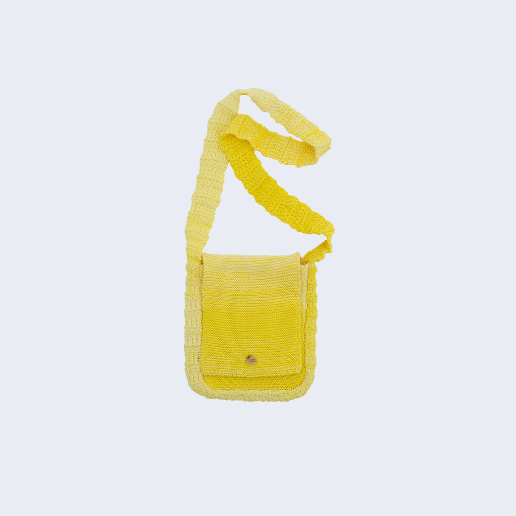 Knit Pouch Bag Acid Yellow Gradient