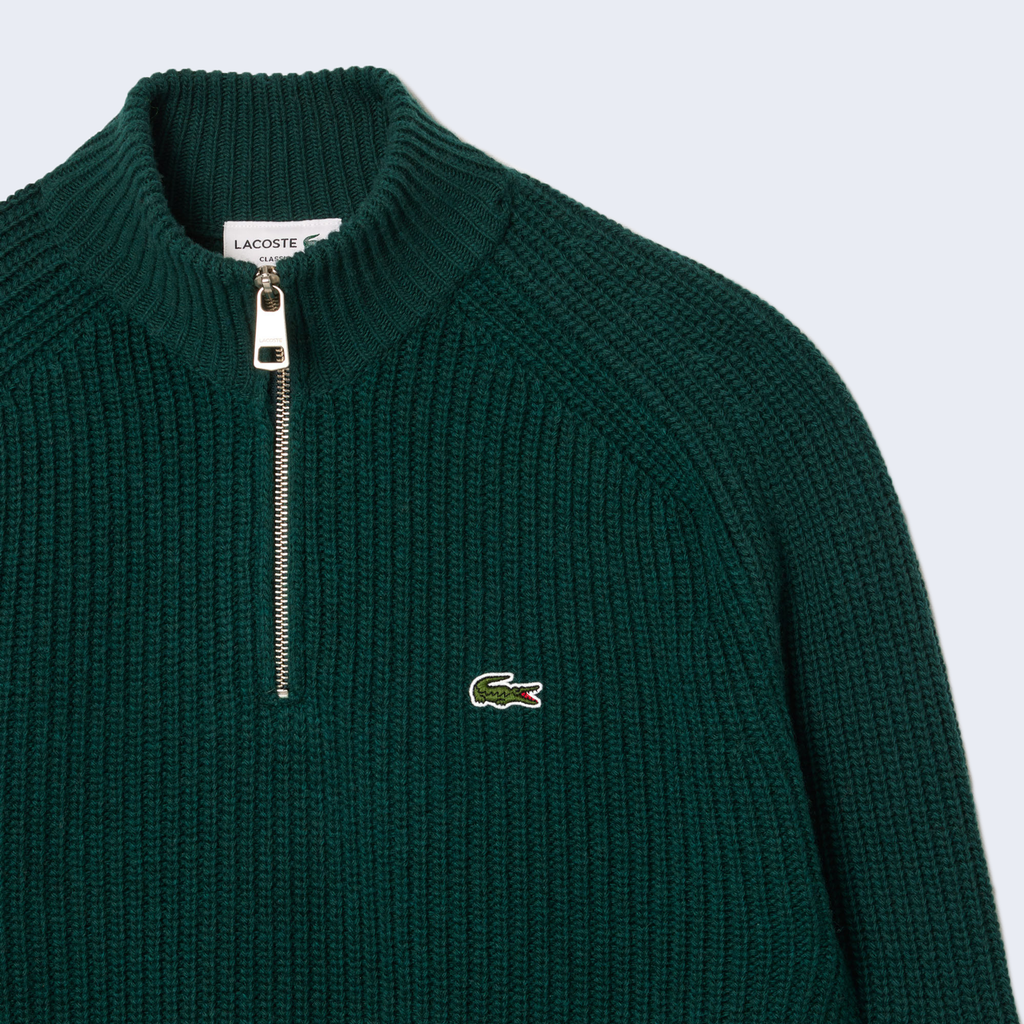 Quarter Zip Wool Sweater Dark Green