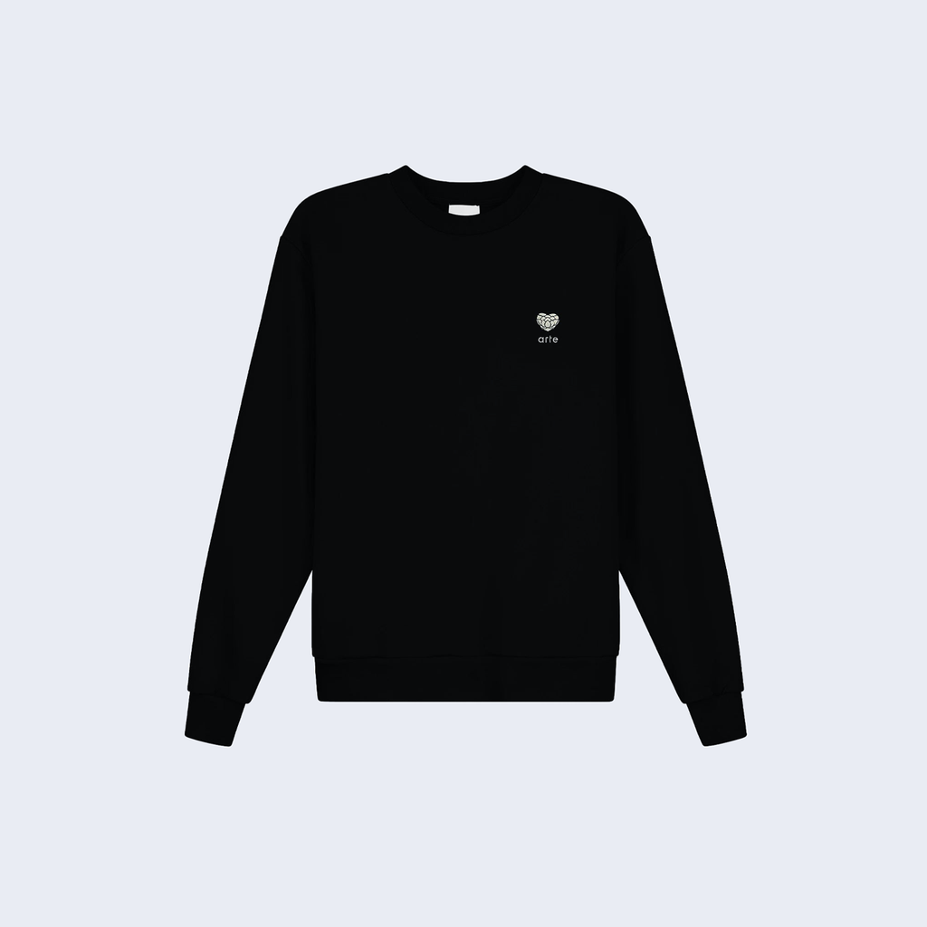 Heart Flower Crewneck Black