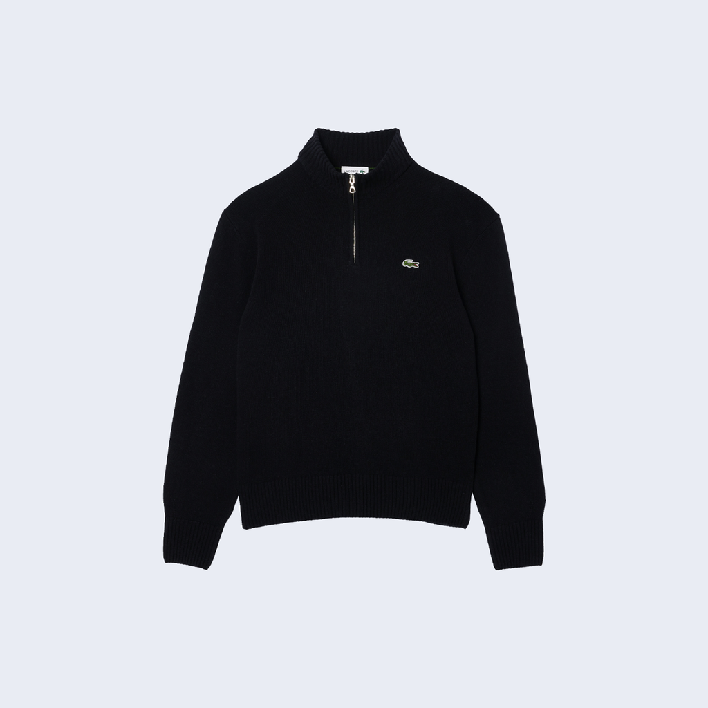 Quarter Zip Carded Wool Sweater Black