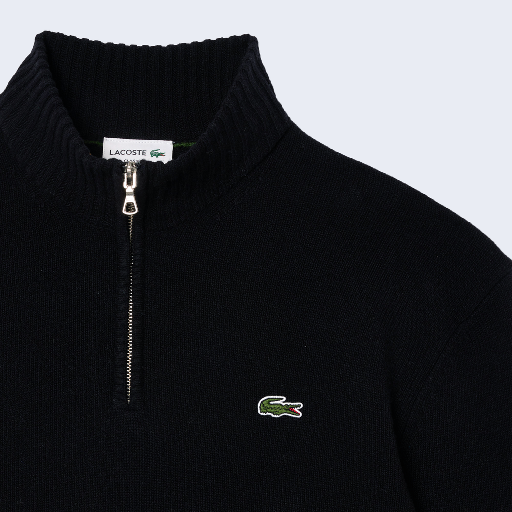 Quarter Zip Carded Wool Sweater Black