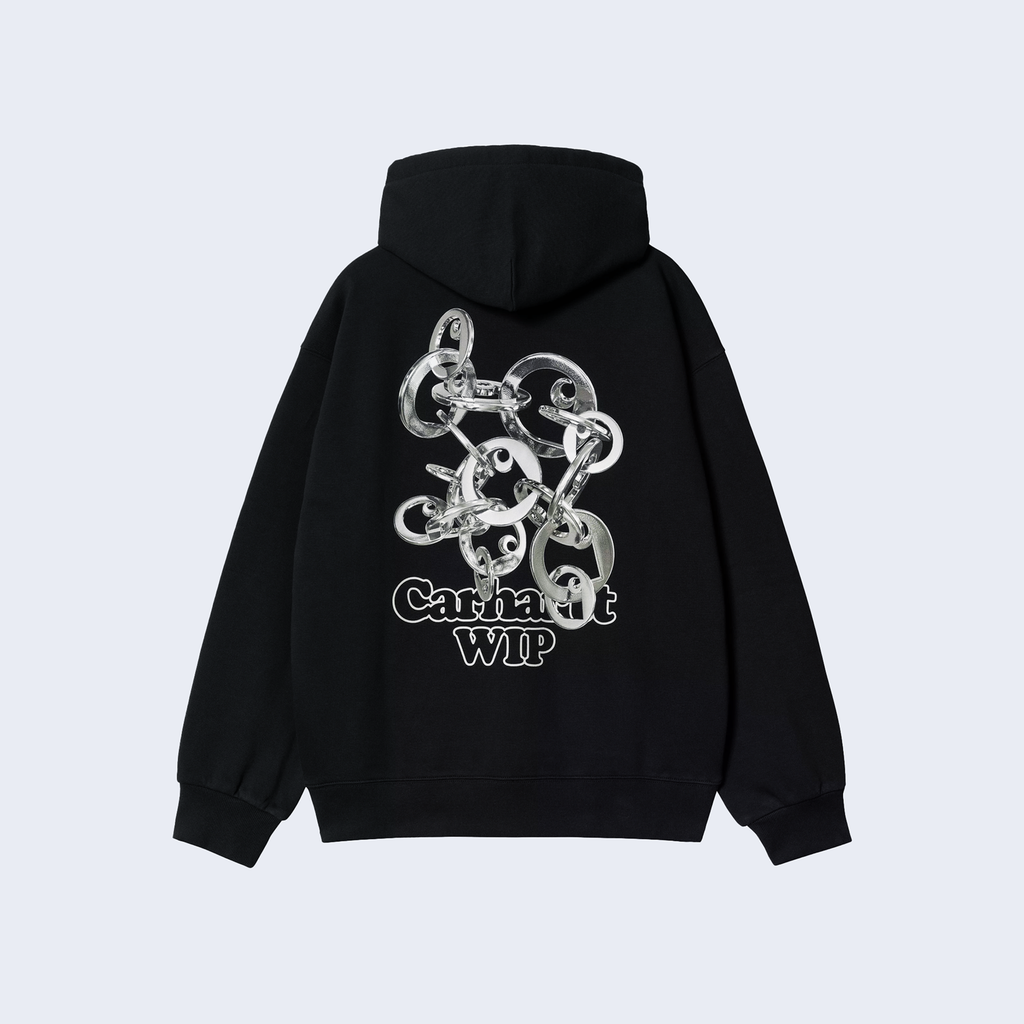 Hooded Charm Link Sweat Black / Silver stone washed