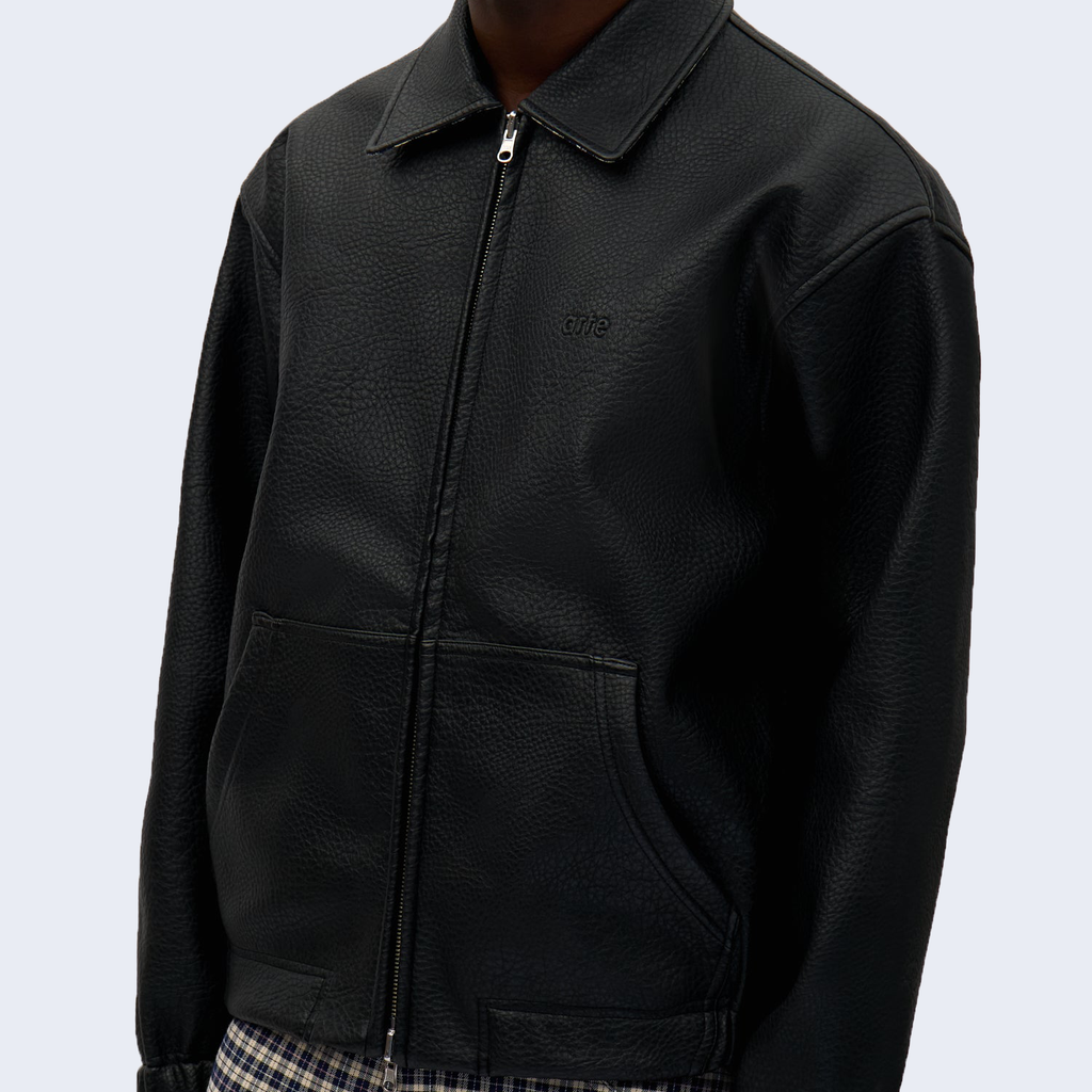 Reversible Plaid Leather Jacket Black / Plaid