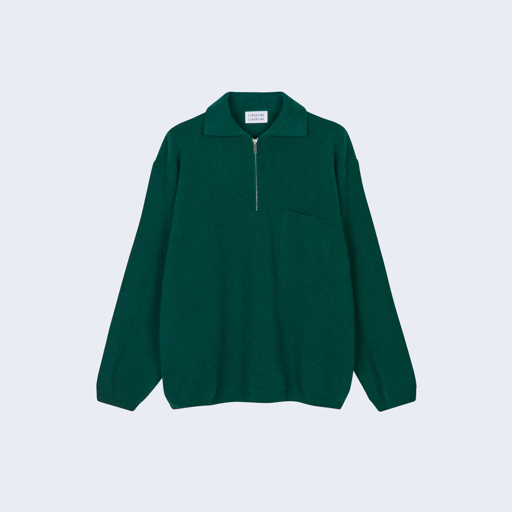 Scent Half Zip Knit Bottle Green