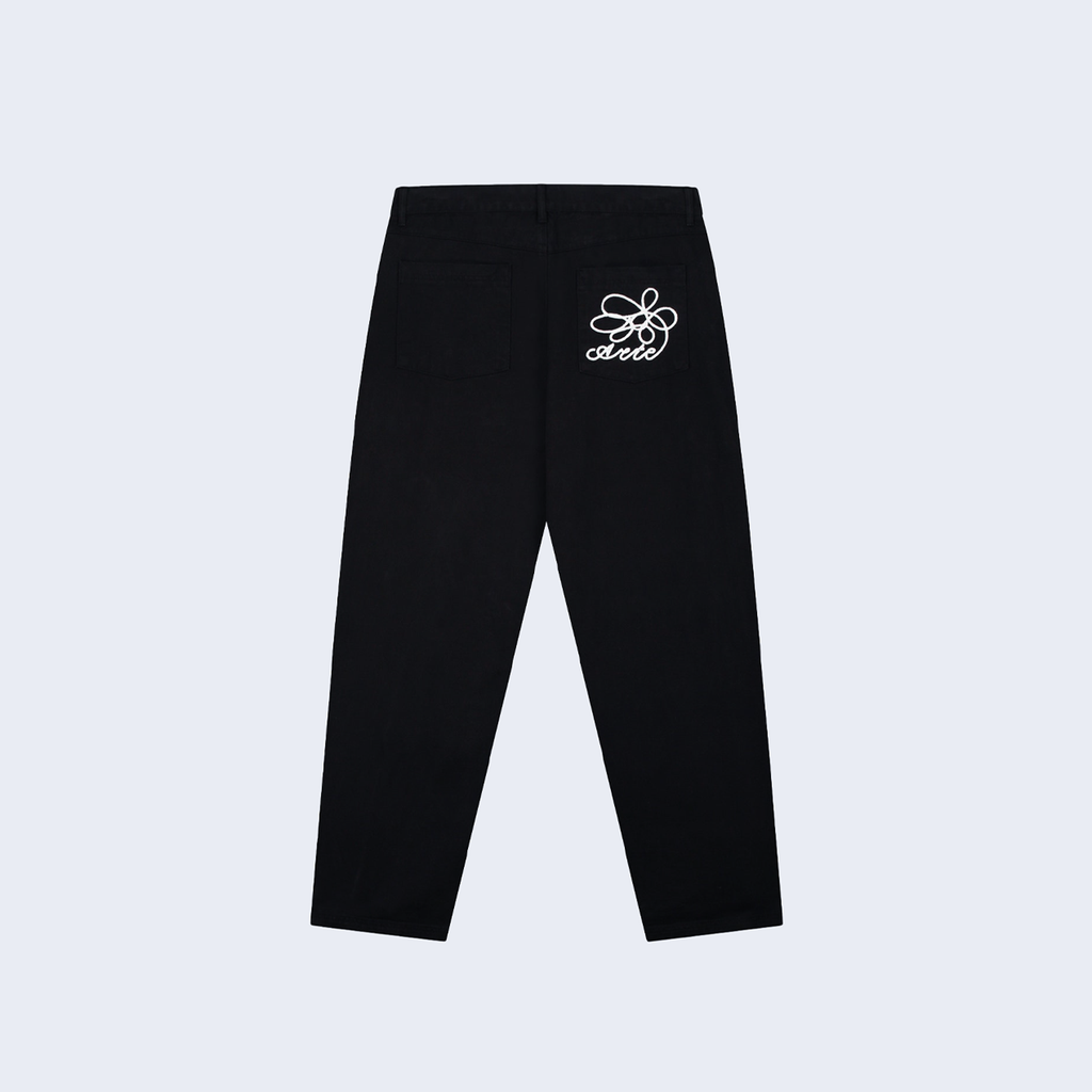 Embroidery Pocket Pants Black