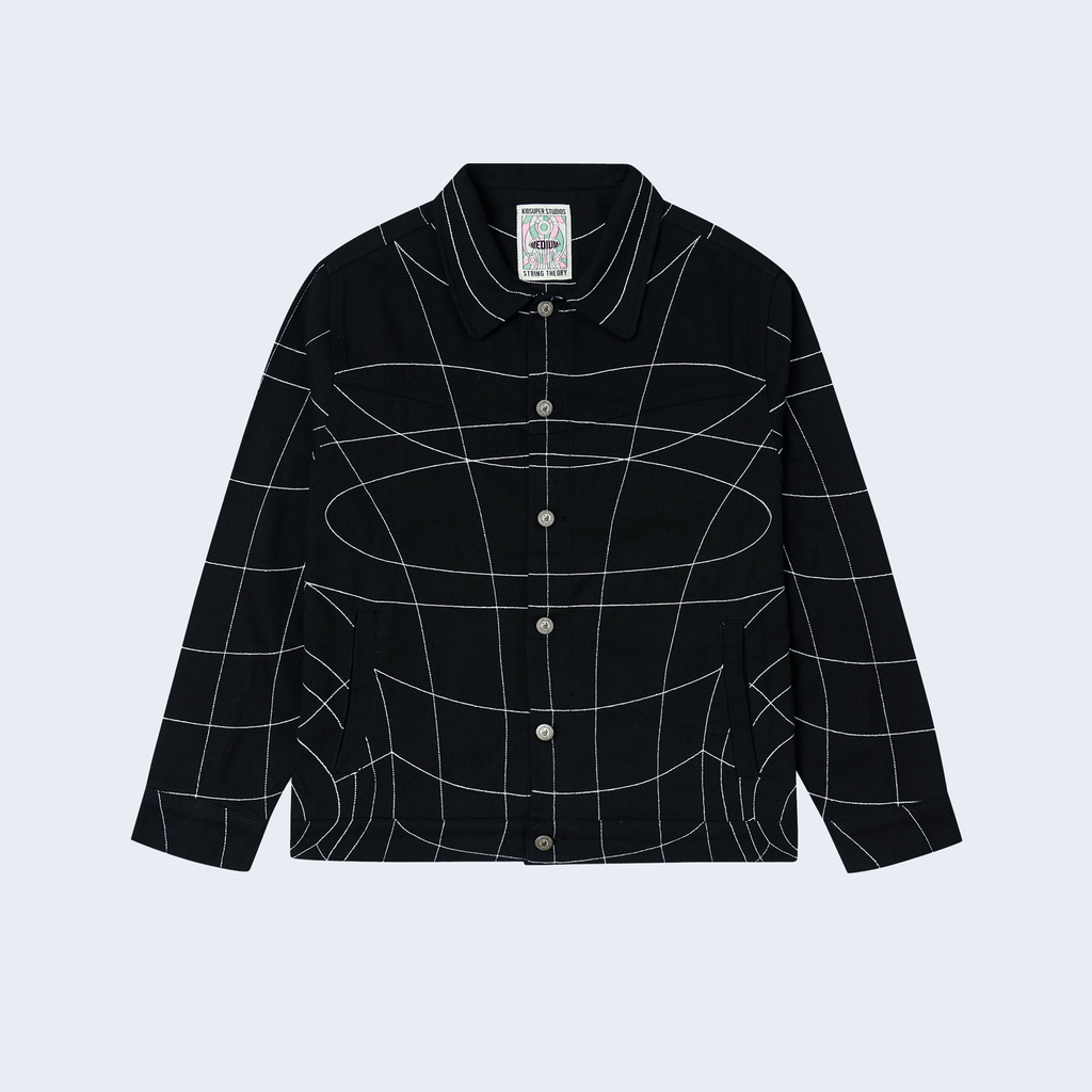 String Theory Stitched Denim Jacket Black