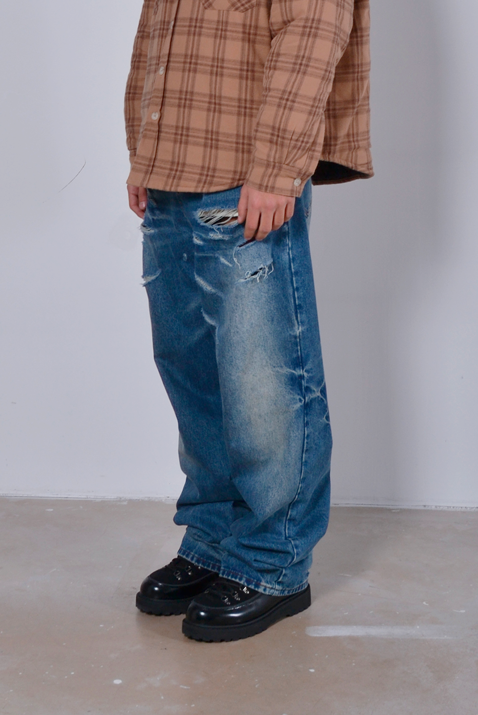 Lax Baggy Denim Sugarcane Washed Blue