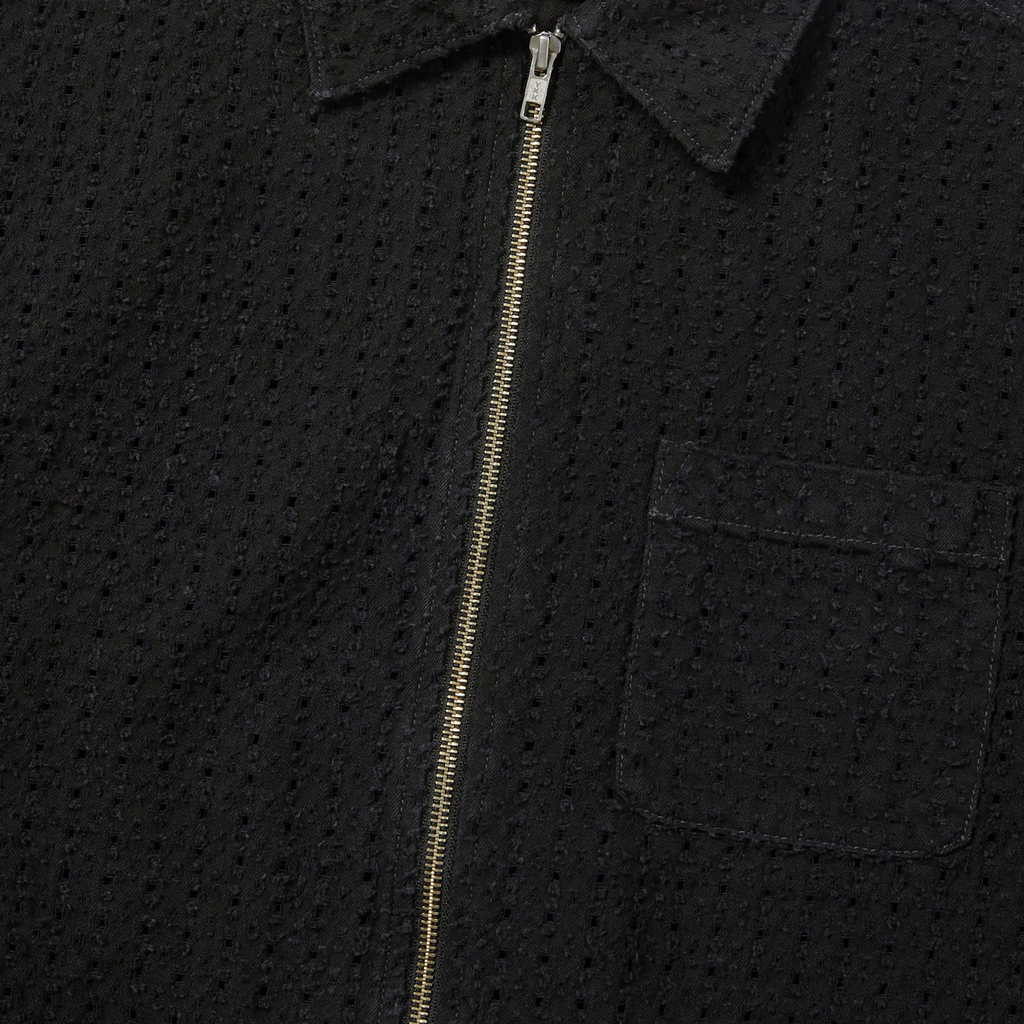 Damaged Denim Zip S/S Shirt Black