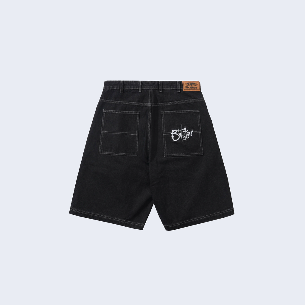 Scribble Denim Shorts Washed Black