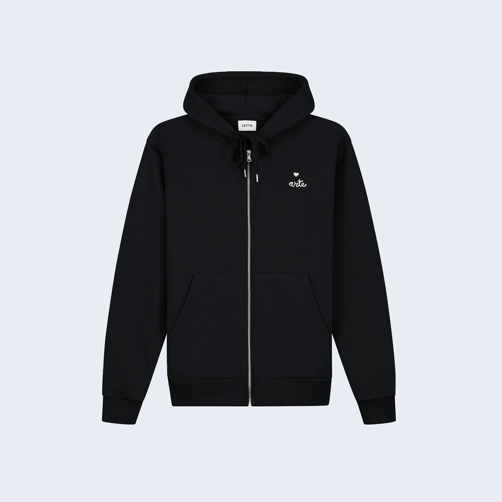 Heart Zip Hoodie Black