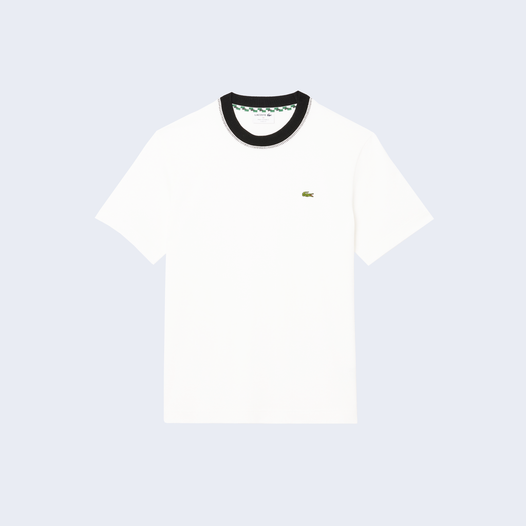 Contrast Ribbed Collar T-Shirt White / Black