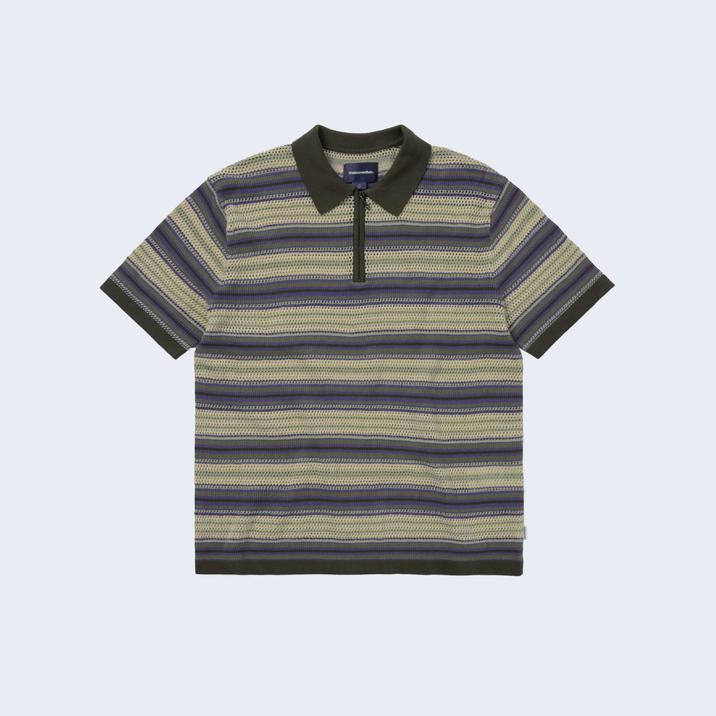 Striped S/S Knit Polo Ivory