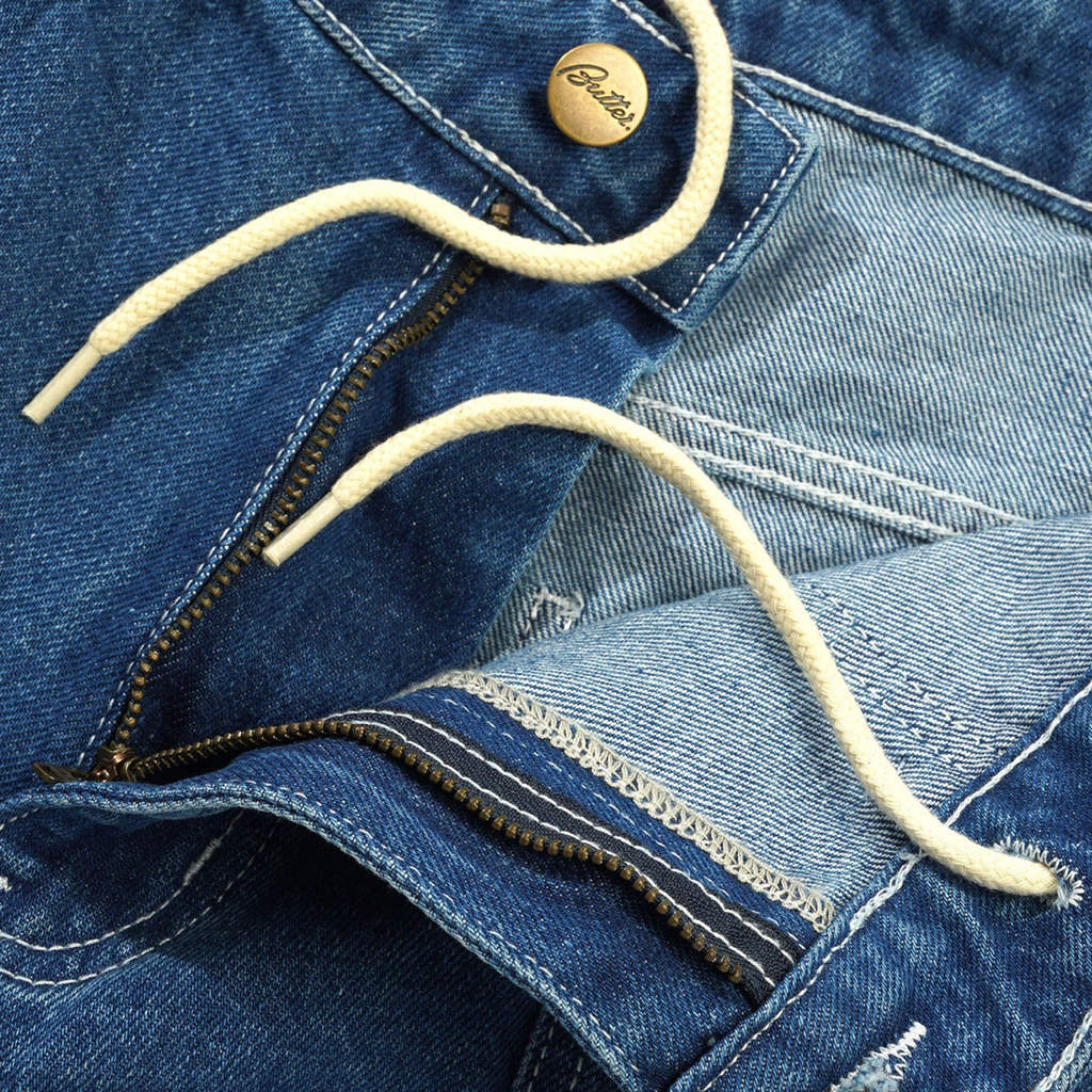Scribble Denim Shorts Mid Blue
