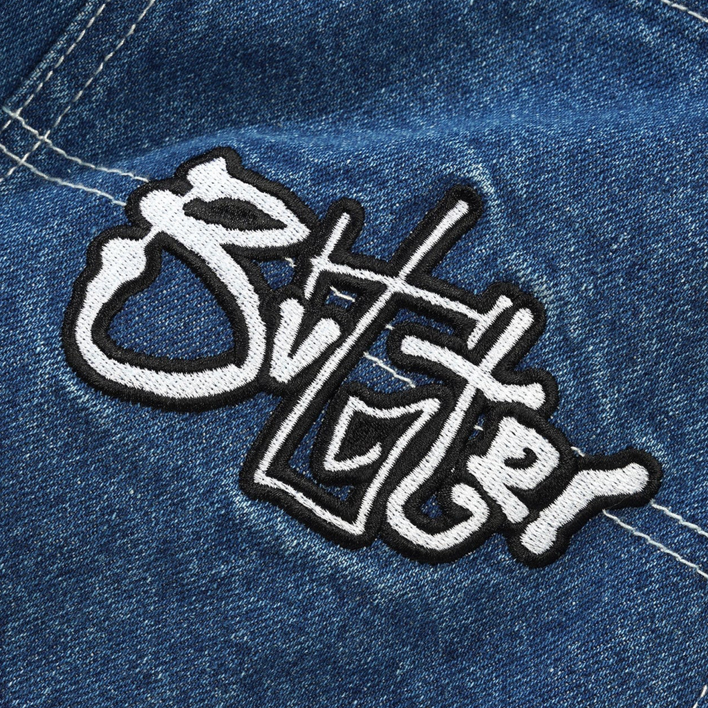 Scribble Denim Shorts Mid Blue