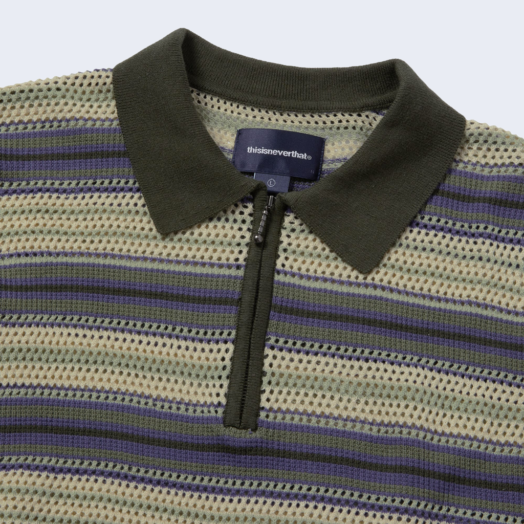Striped S/S Knit Polo Ivory