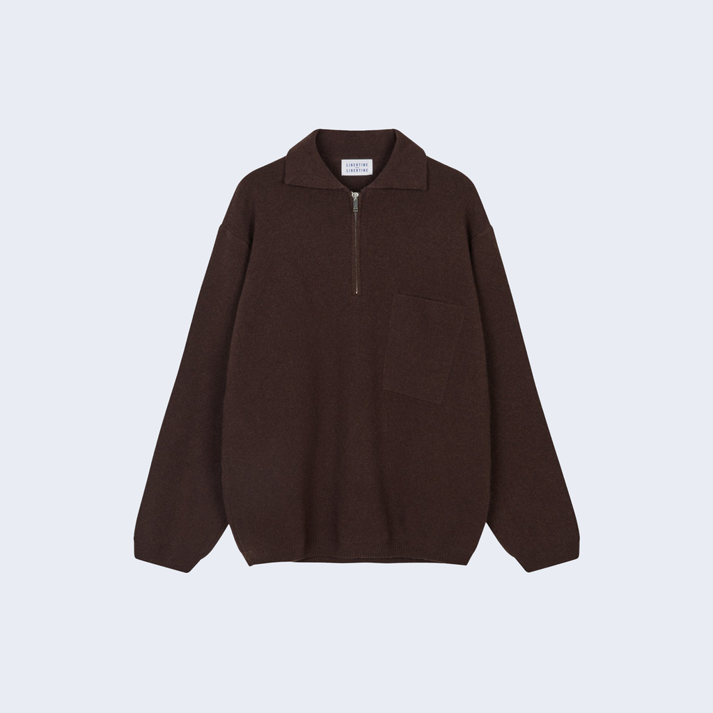 Scent Half Zip Knit Chocolate