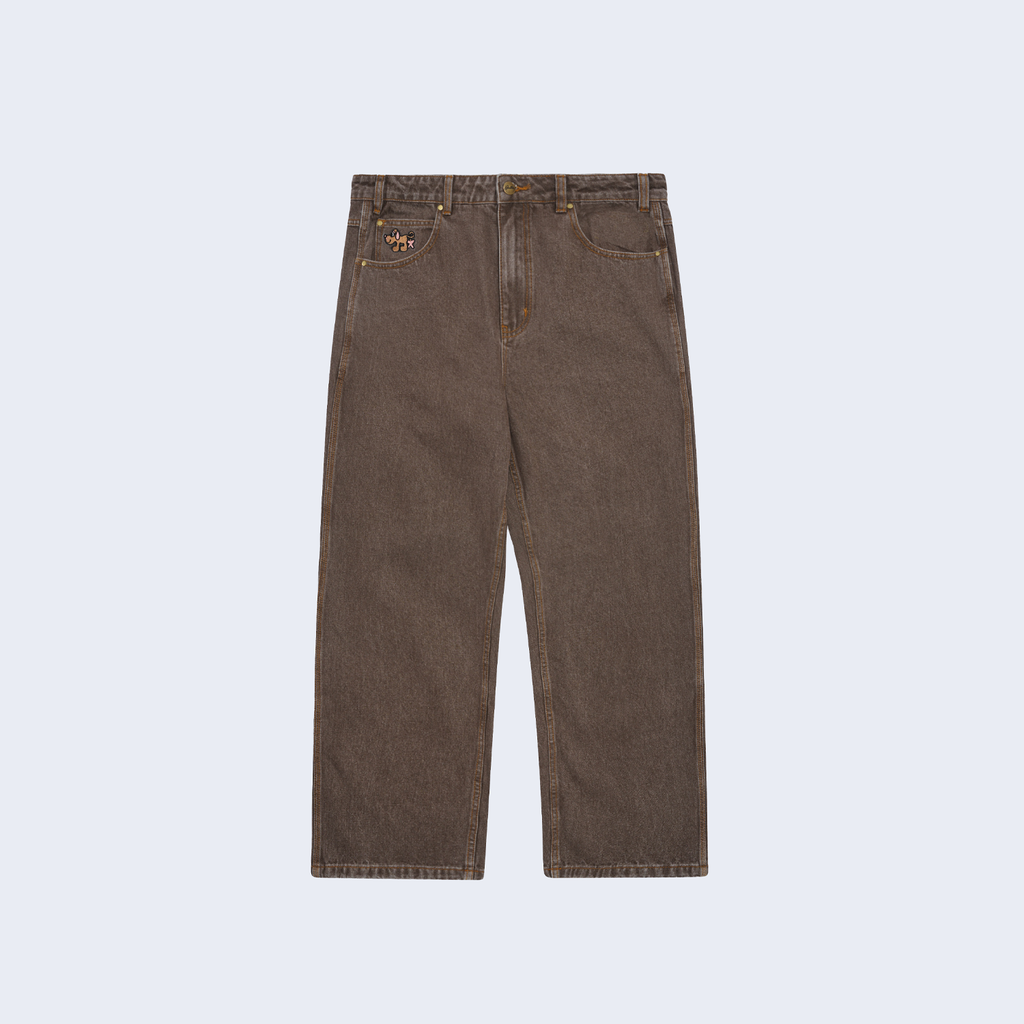 Pooch Relaxed Denim Jeans Washed Brown