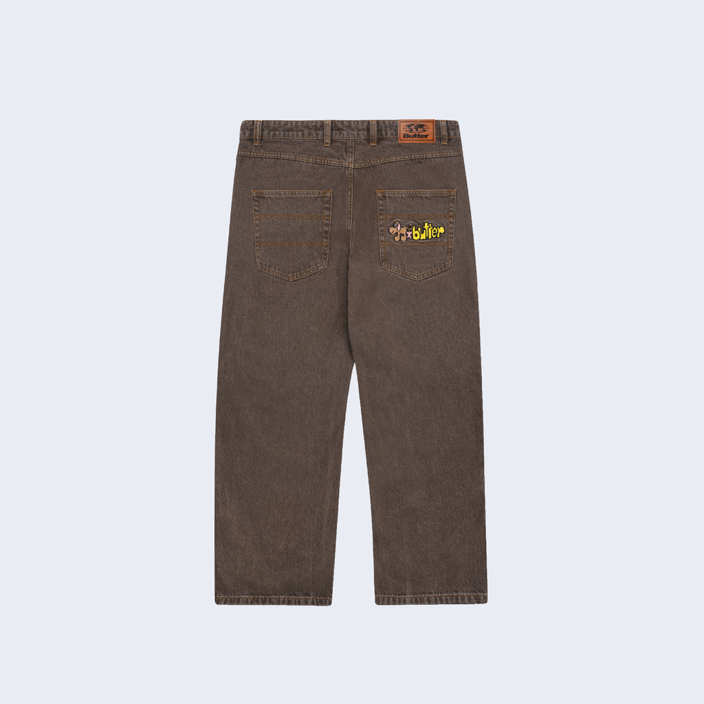 Pooch Relaxed Denim Jeans Washed Brown