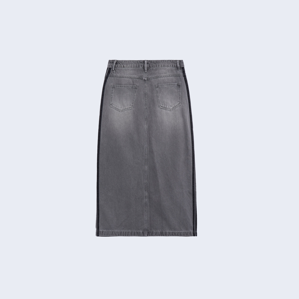 Denim Long Skirt Black