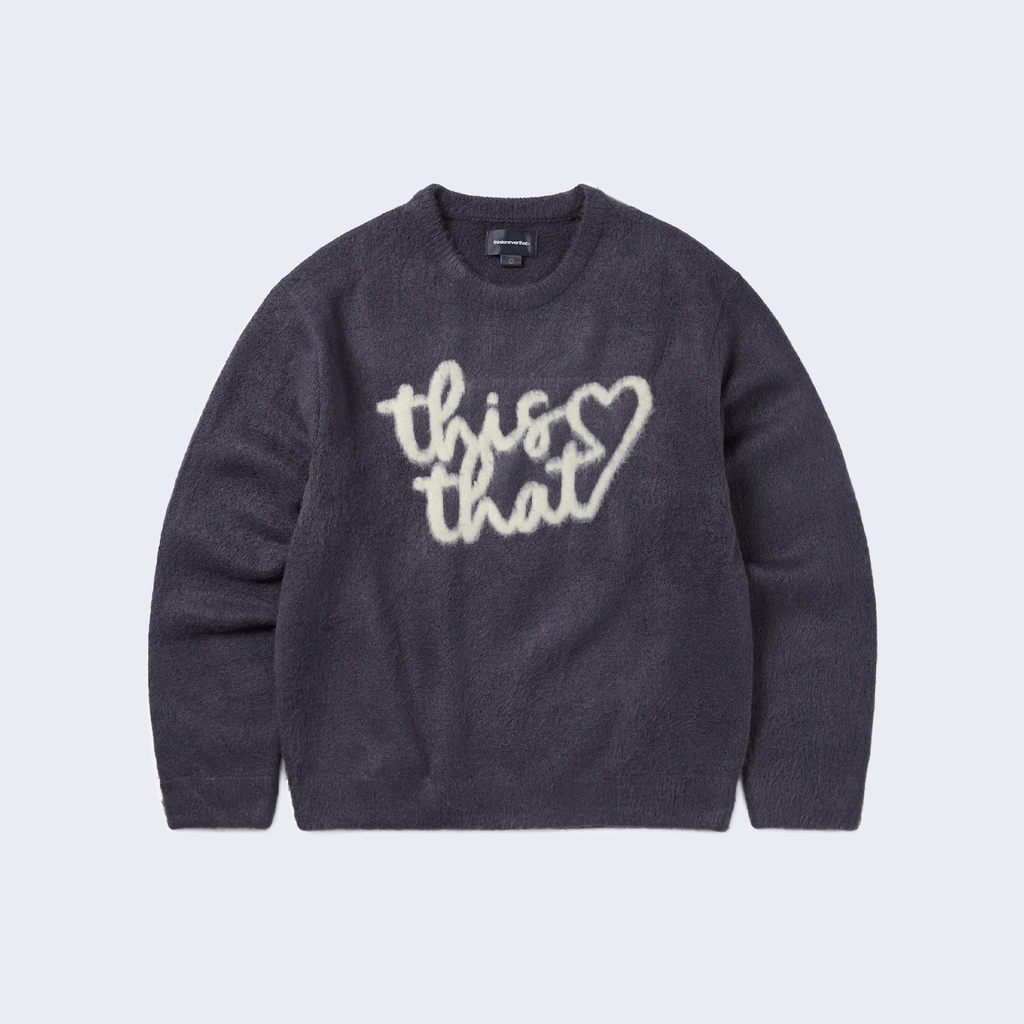 Heart Logo Knit Sweater Purple