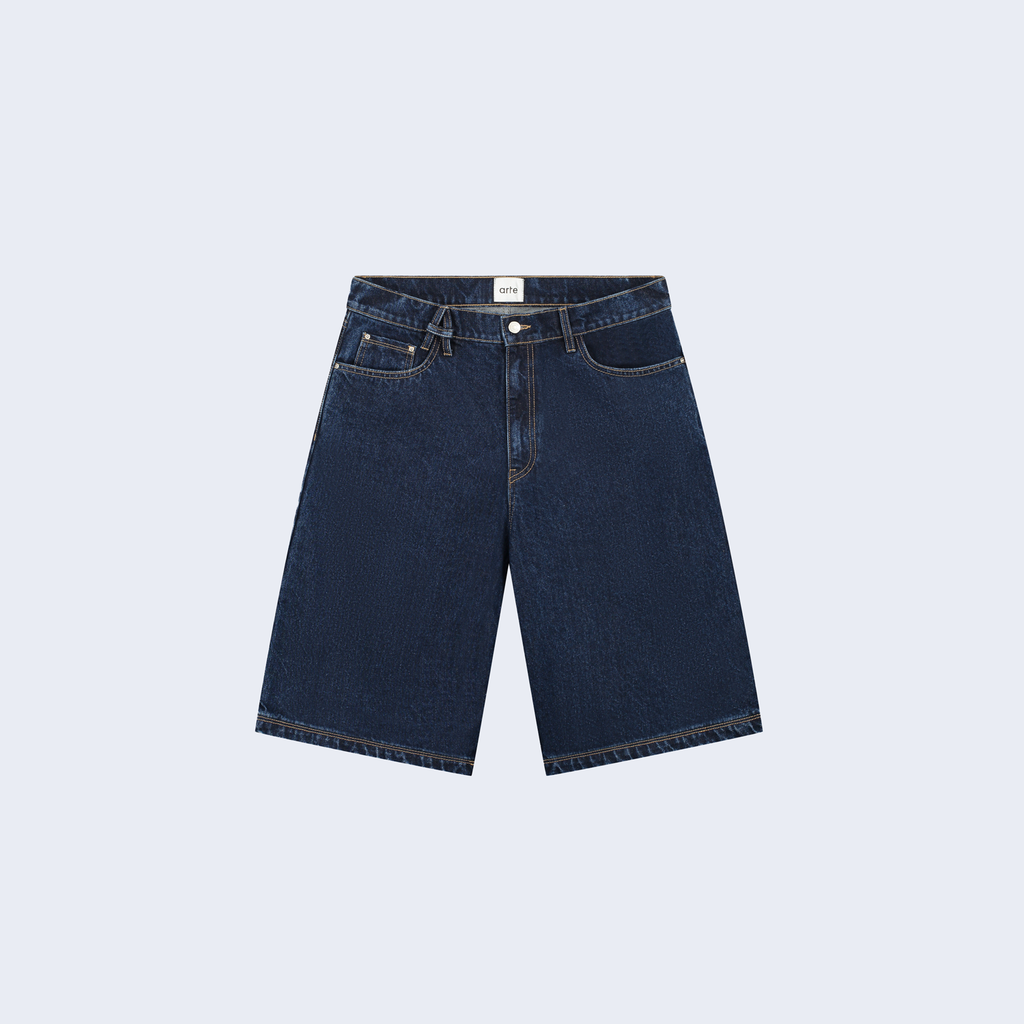 Belt Detail Shorts Dark Wash