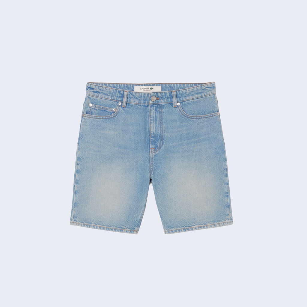 Straight Fit Denim Shorts Light Blue