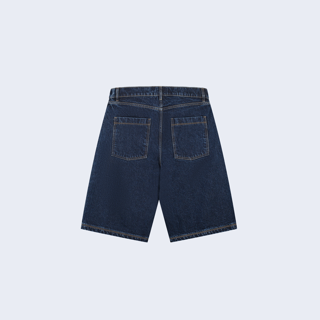 Belt Detail Shorts Dark Wash