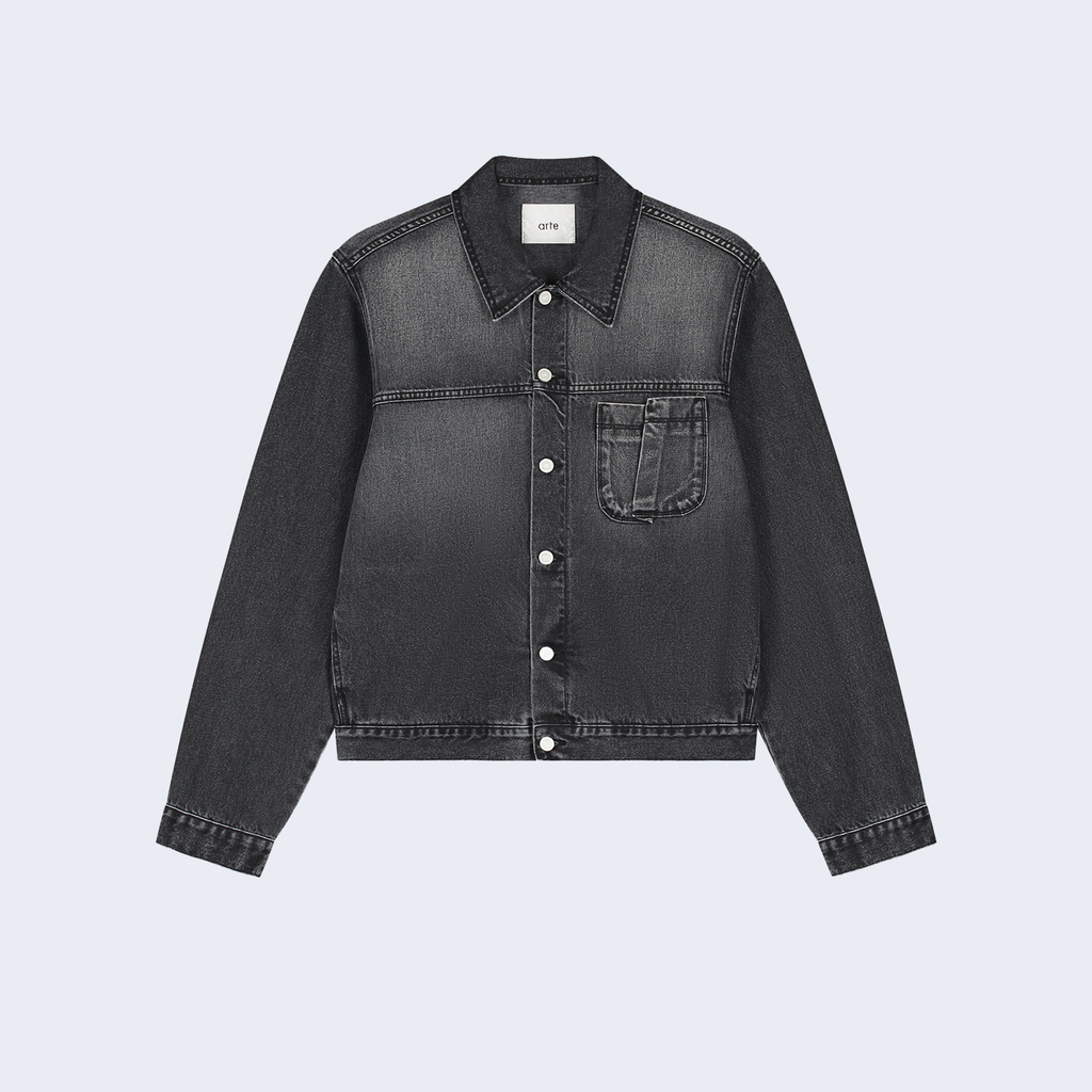 Fold Pocket Denim Jacket Fade Black