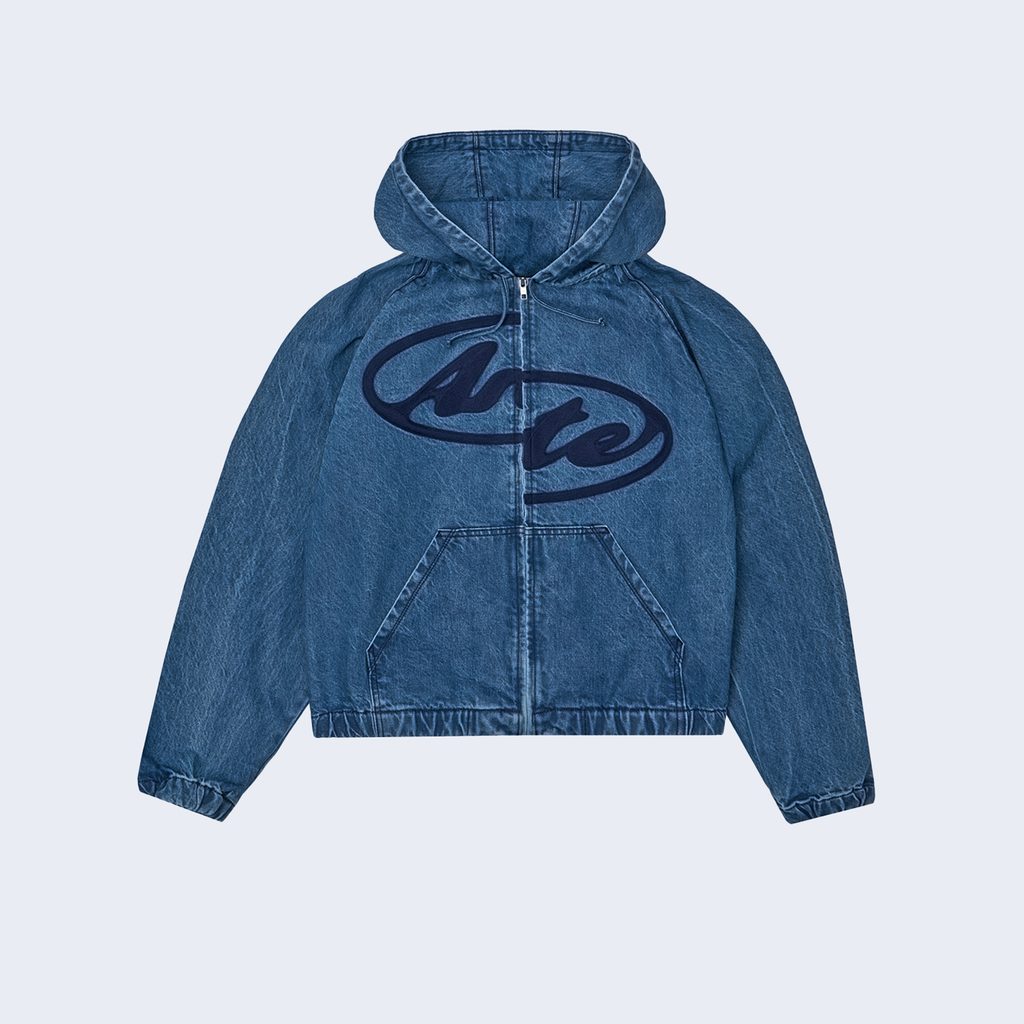 Split Logo Denim Hood Jacket Navy