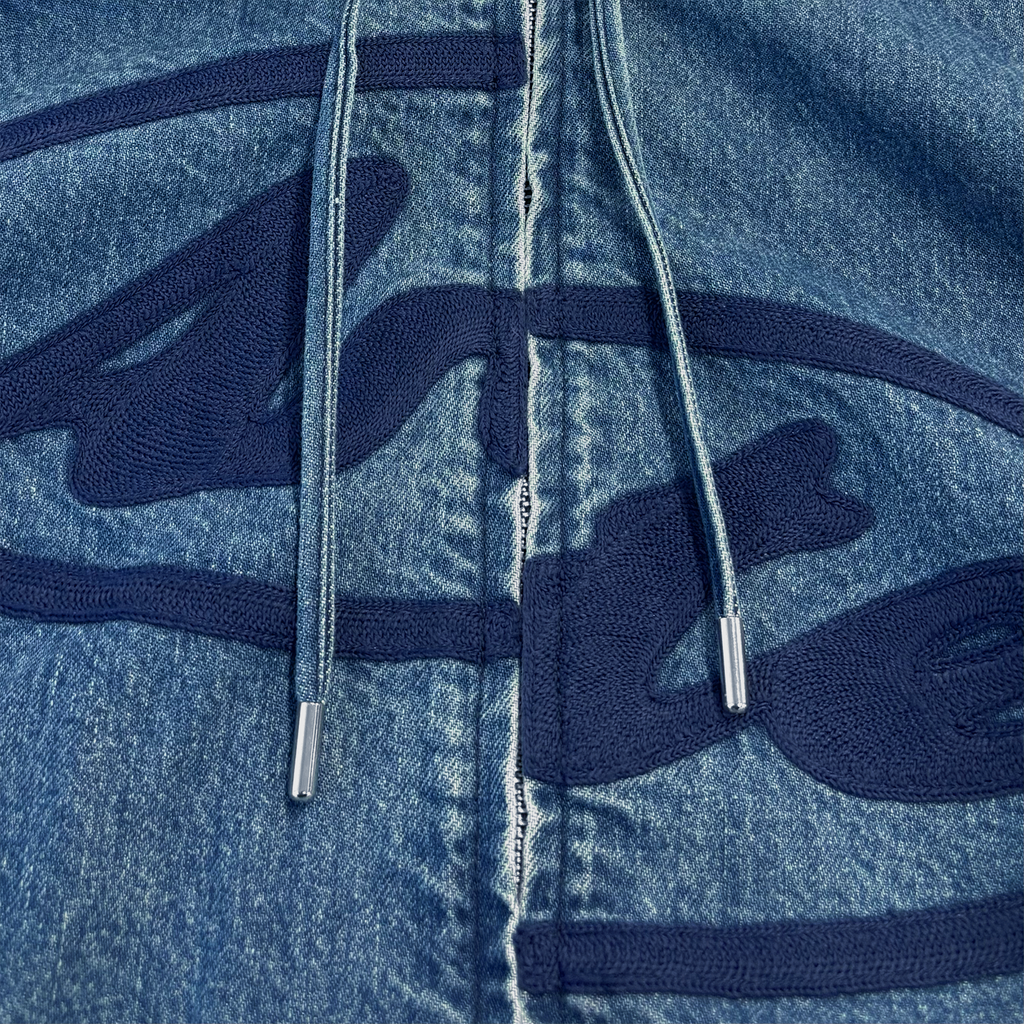 Split Logo Denim Hood Jacket Navy