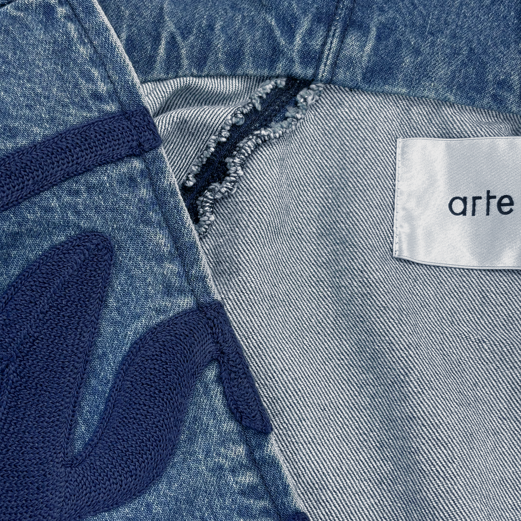 Split Logo Denim Hood Jacket Navy