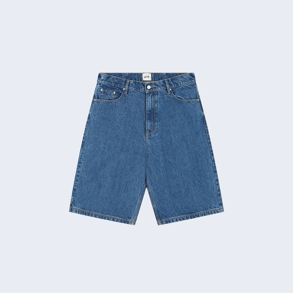 Round Pocket Denim Shorts Raw Denim