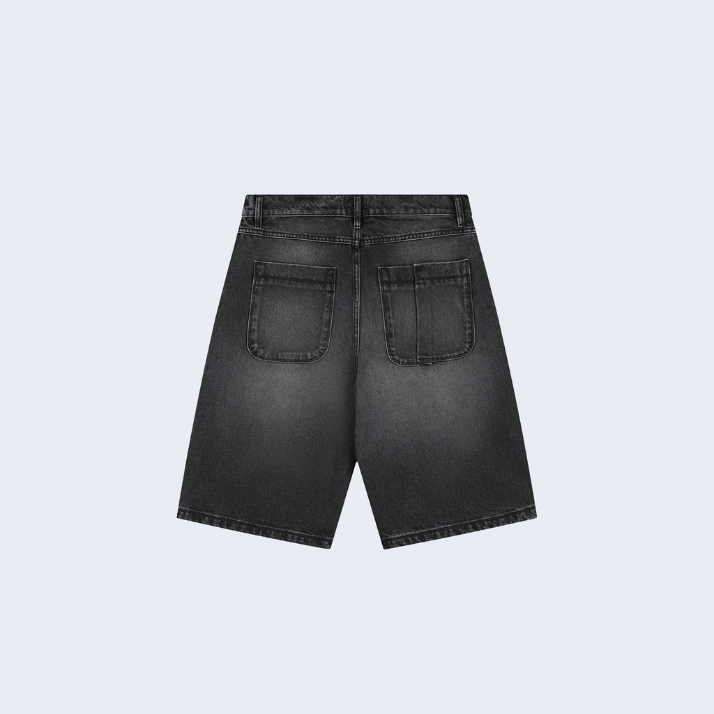 Round Pocket Denim Short Fade Black