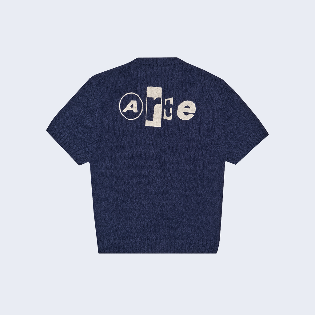 Back Graphic Knit T-Shirt Navy