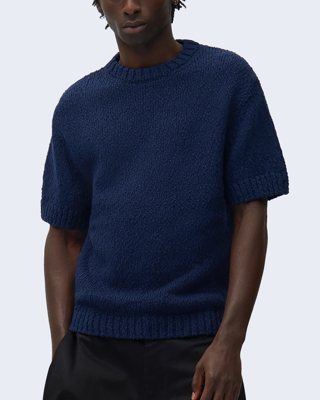 Back Graphic Knit T-Shirt Navy