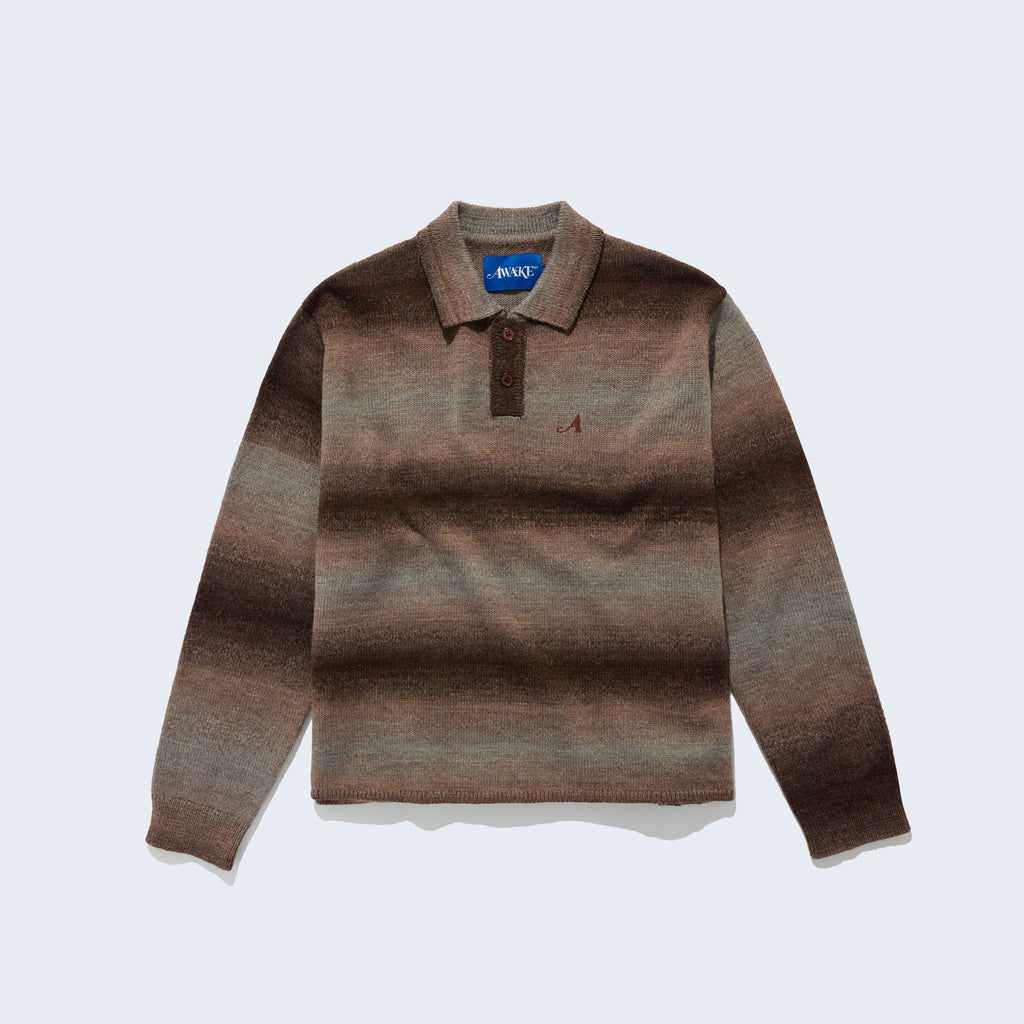 Gradient Knit Polo Brown