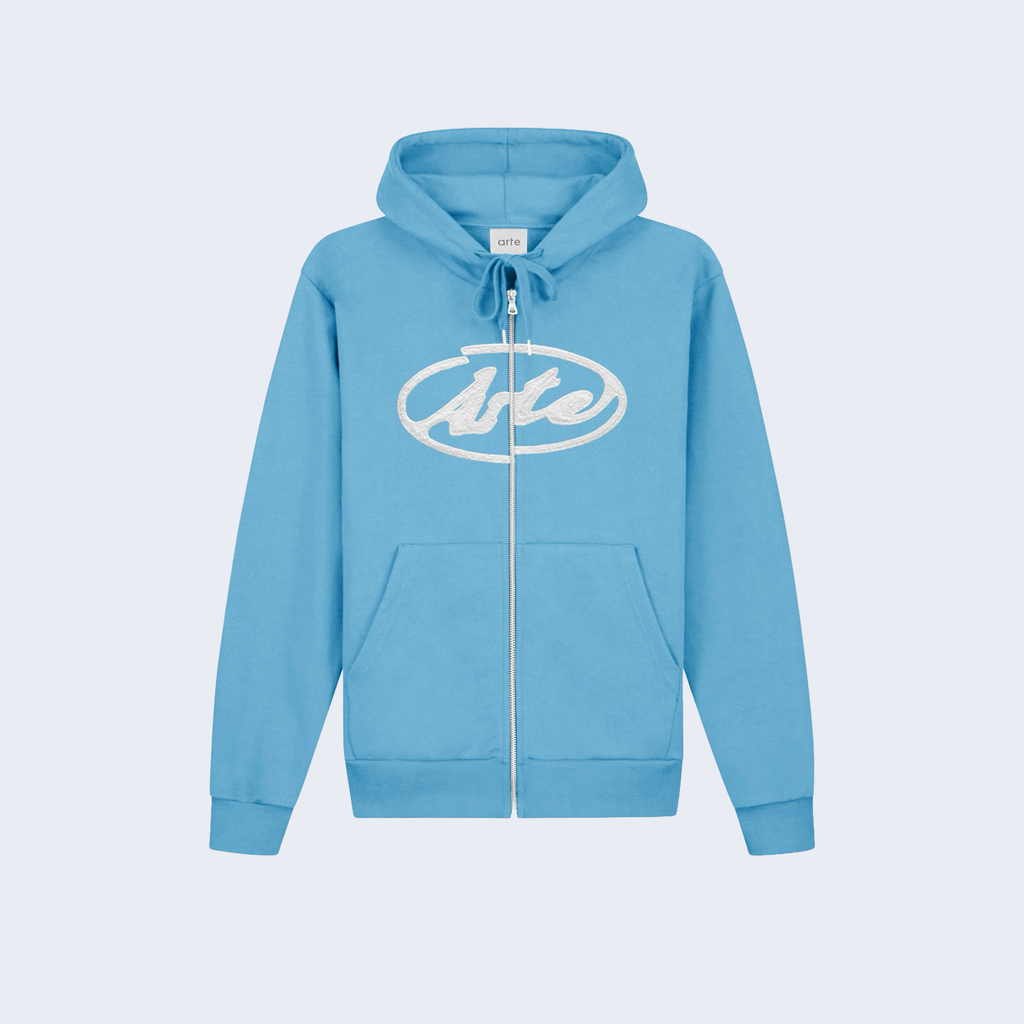 Circle Logo Zip Hoodie Blue