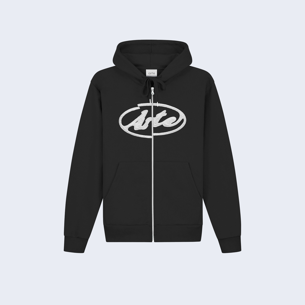 Circle Logo Zip Hoodie Black