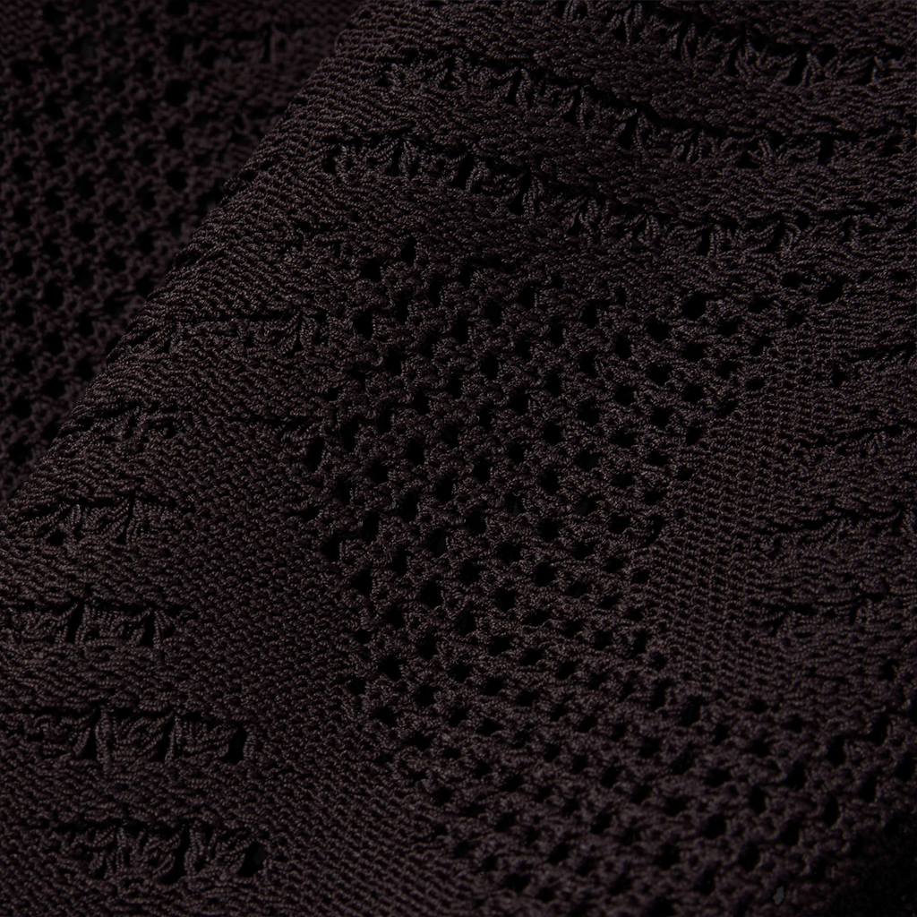 Button Down Crochet Polo Shirt Brown