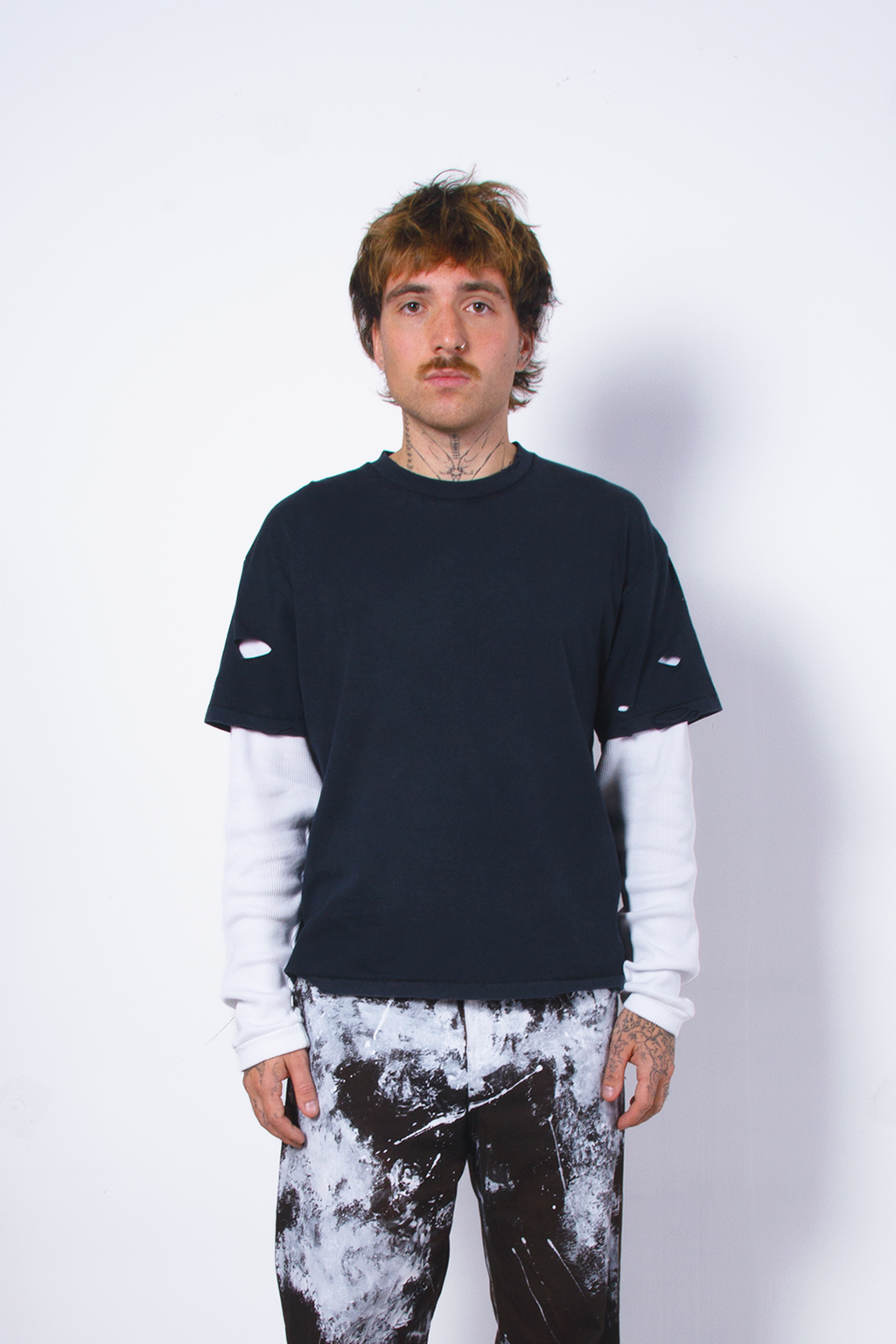 Back Logo Layered T-Shirt Black / White