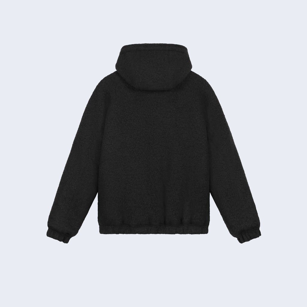 Boiled Wool Hooded Jacket Black