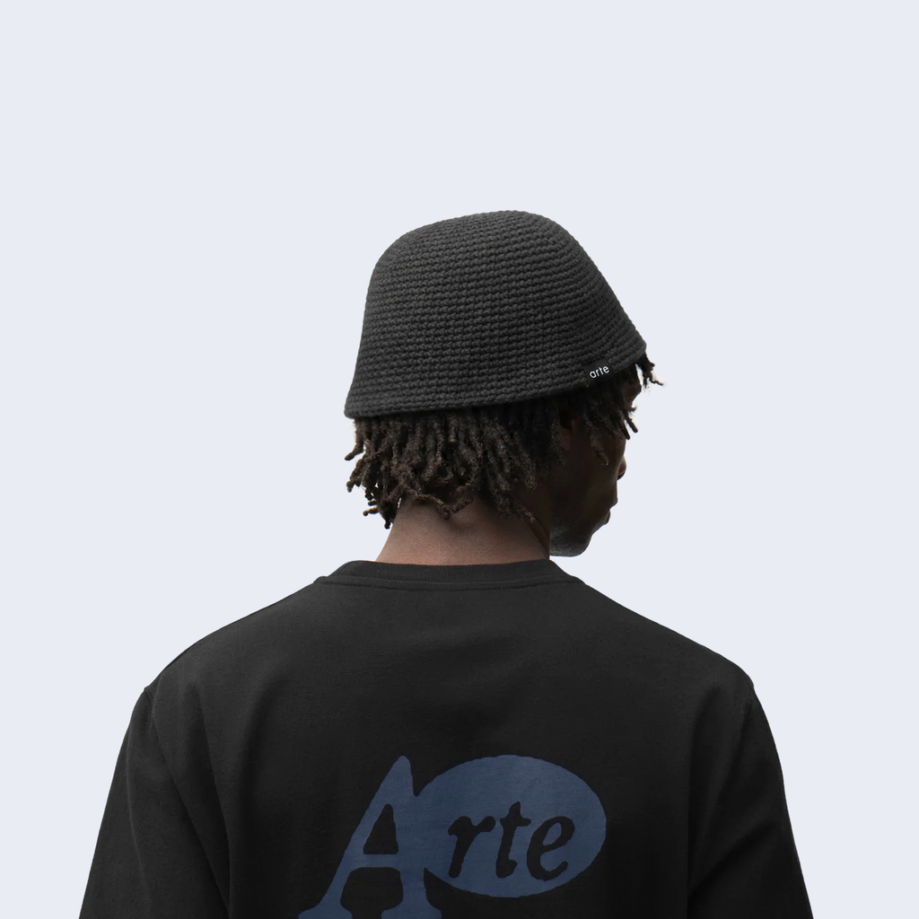 Crochet Knit Buckethat Black