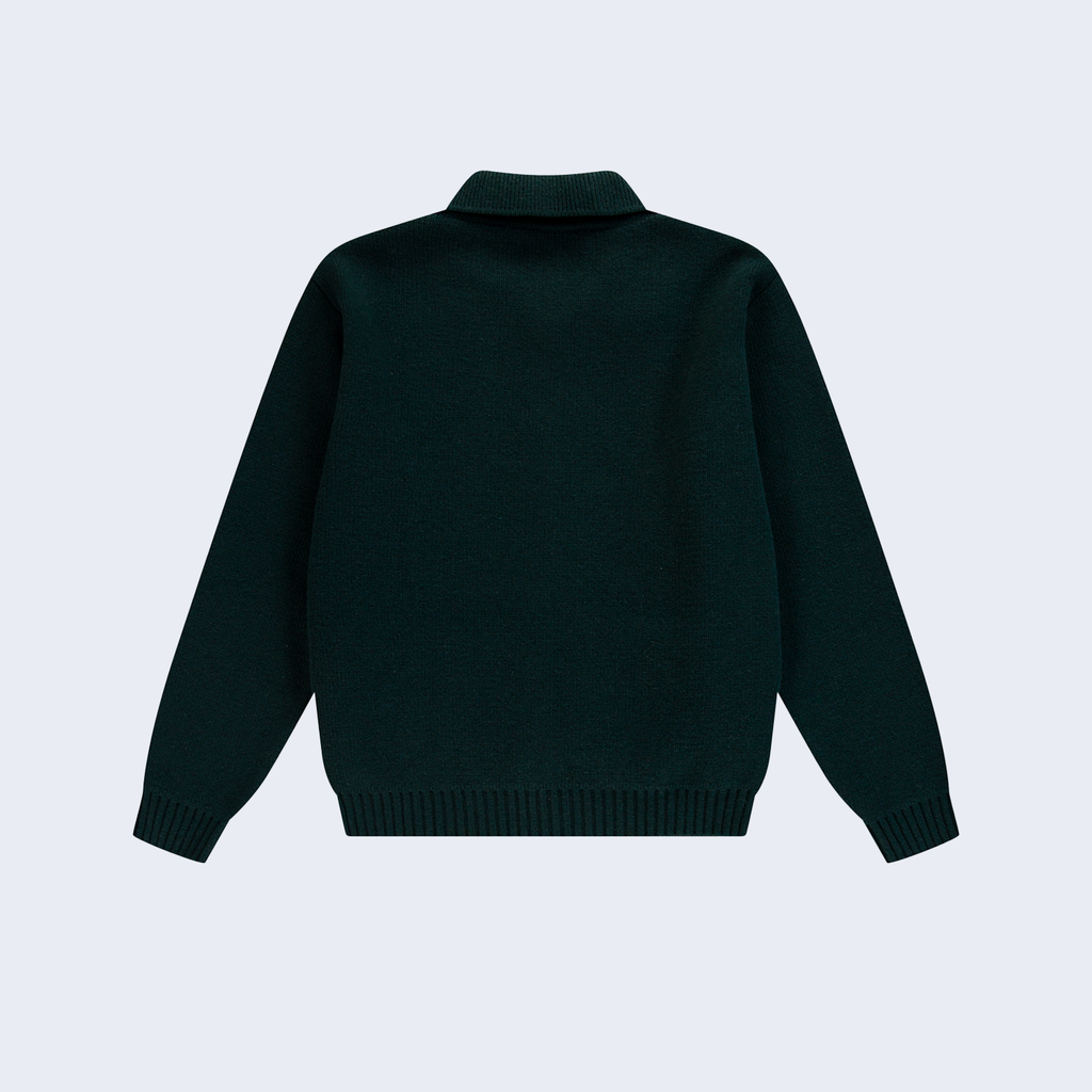 Cable Knit Zip Cardigan Green