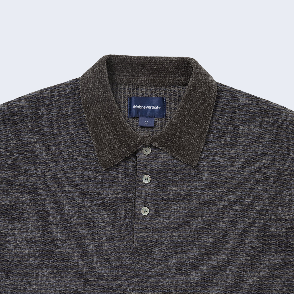 Velvet Knit Polo Charcoal