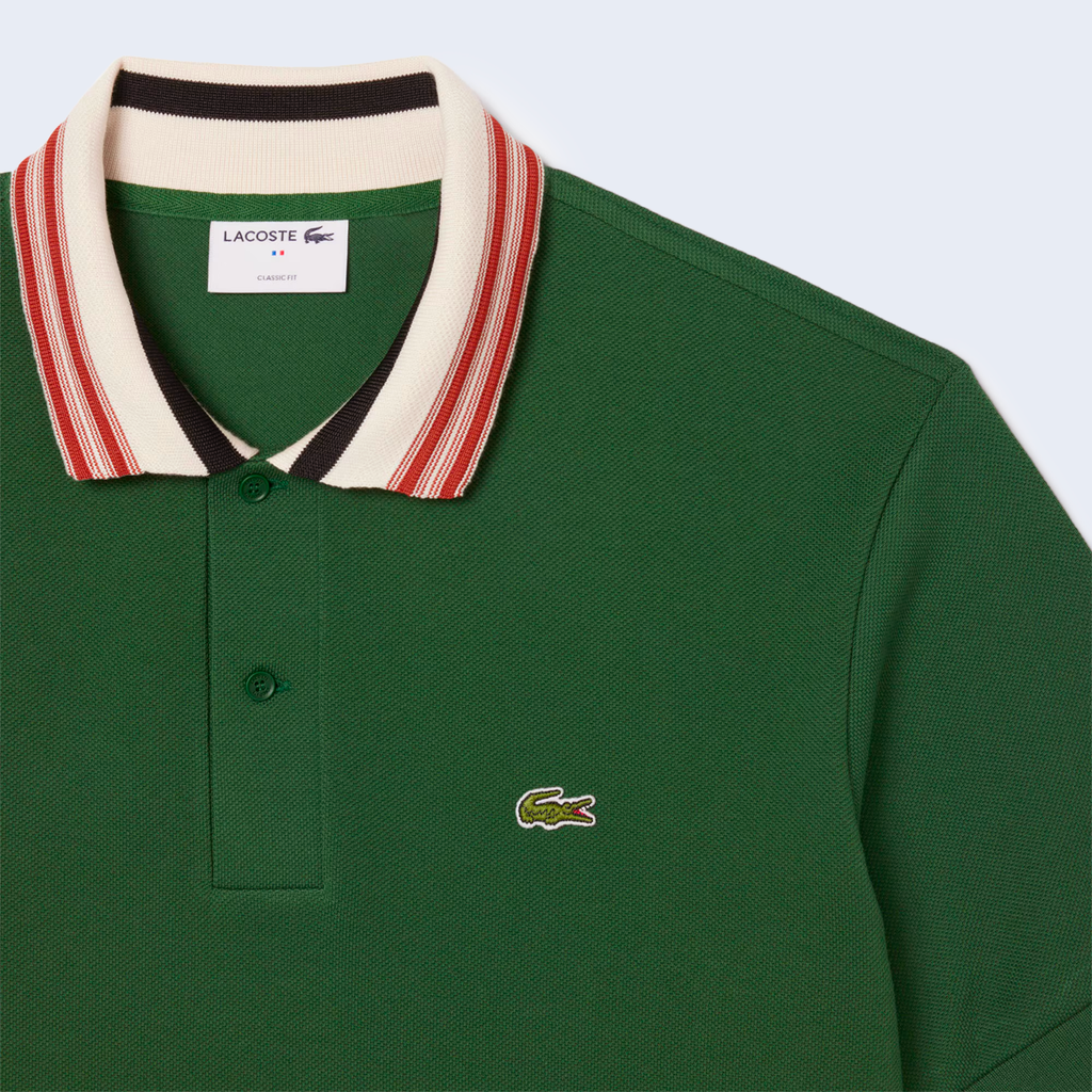 Polo Made In France Striped Collar Green