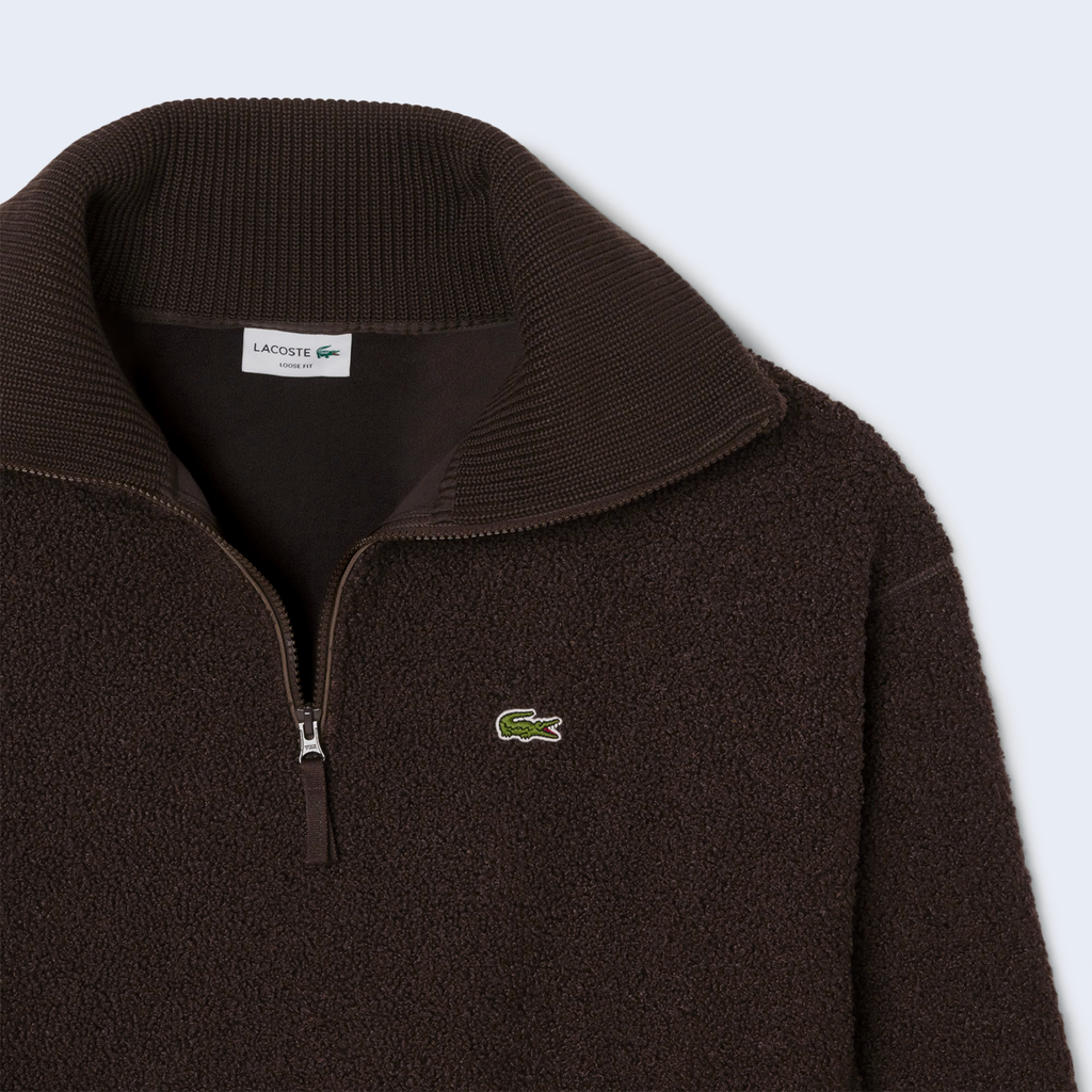 Half Zip Brown Fleece Sweatshirt