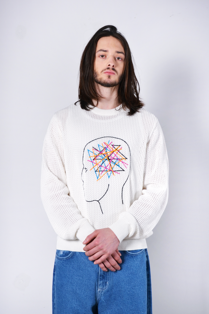 Thought In My Head Loose Gauge Sweater Bone